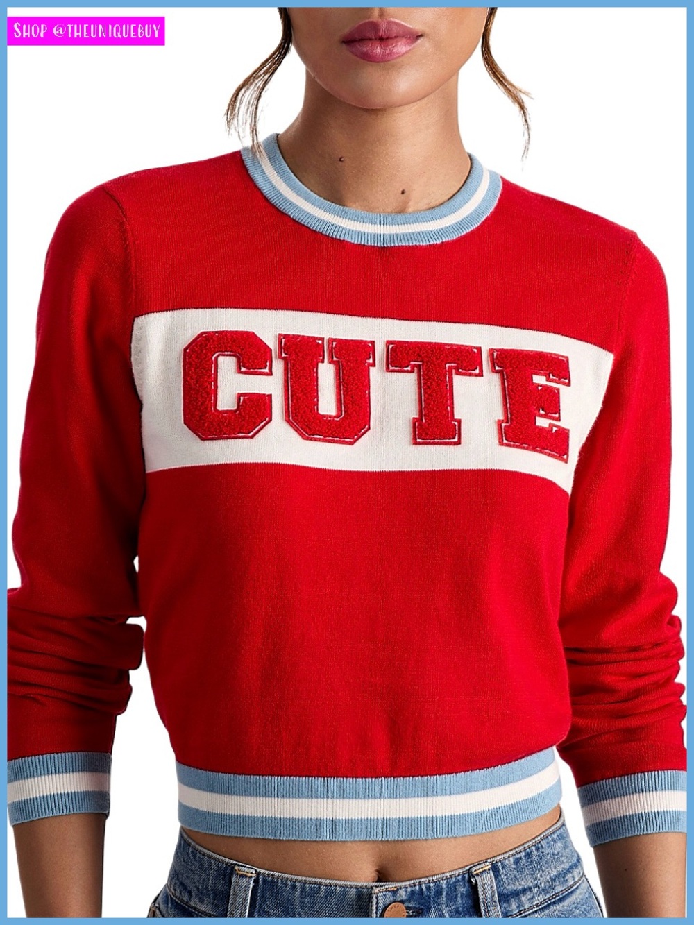 Alice + Olivia Carolann Shrunken Pullover Sweater Top